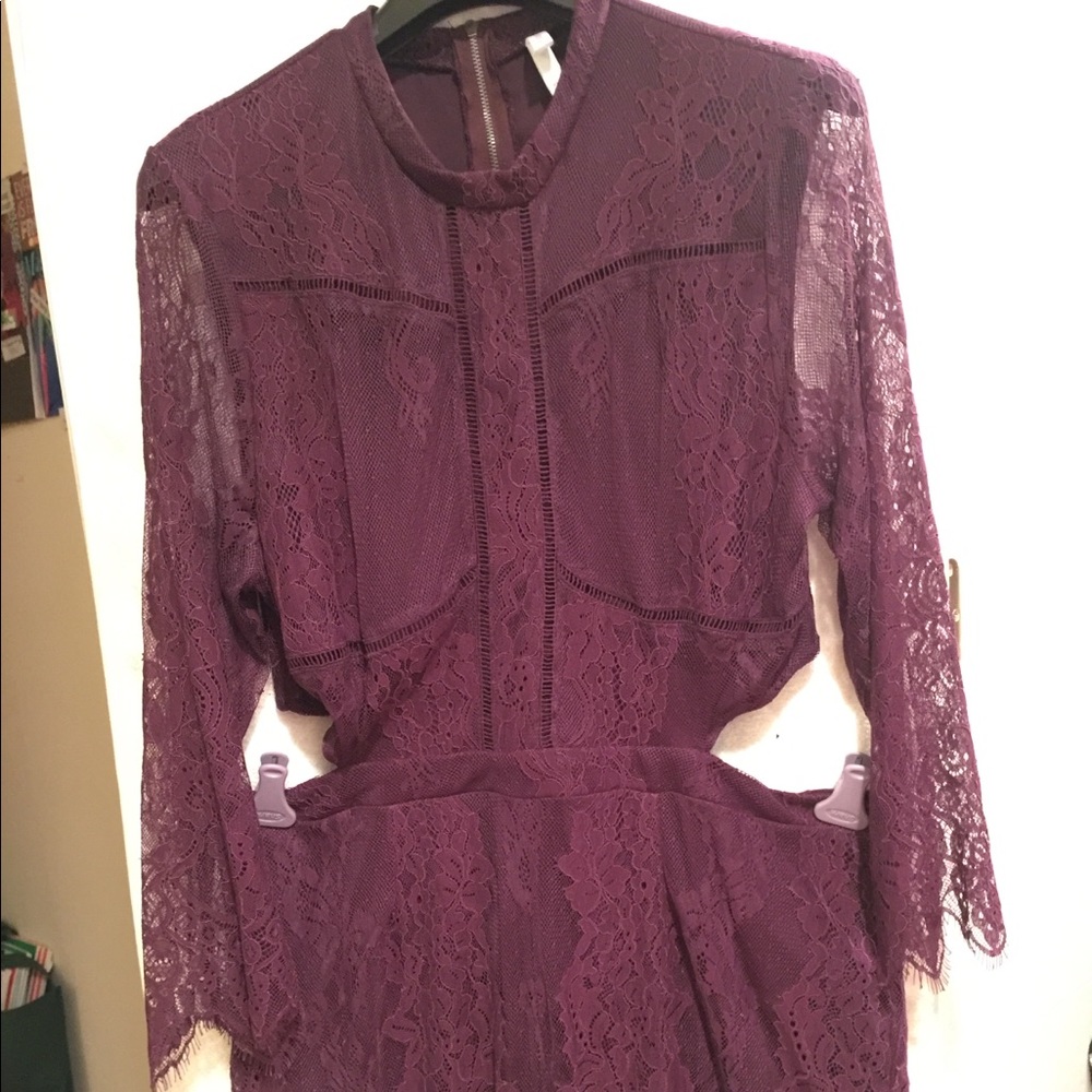 Purple Lace Long-sleeve Romper